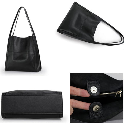 Schlichte Schultertasche aus echtem Leder in einfarbig