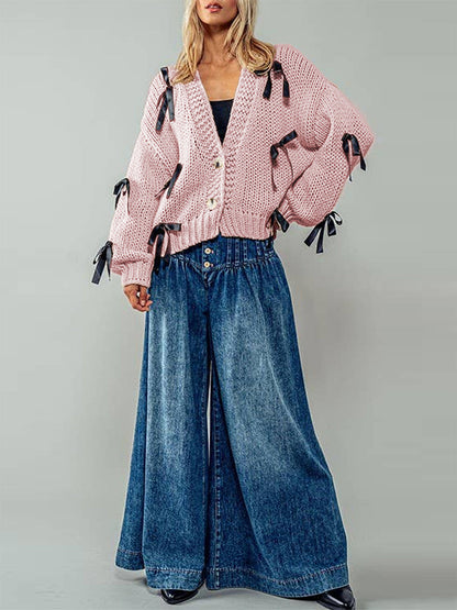 Sasha Schleifen-Strickjacke