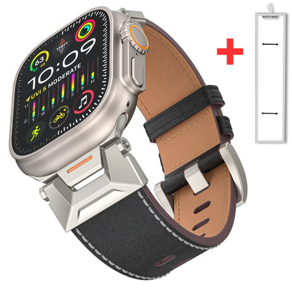 Titanium Echtleer Apple Watch Bandje