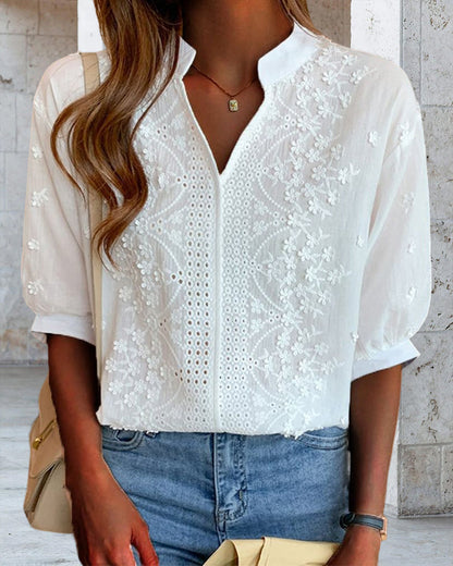 Yara | Witte blouse met pofmouwen