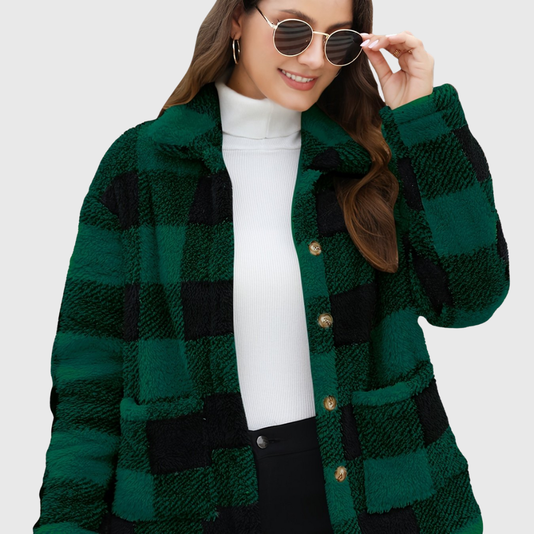 Sophie | Gemütliche karierte Fleecejacke