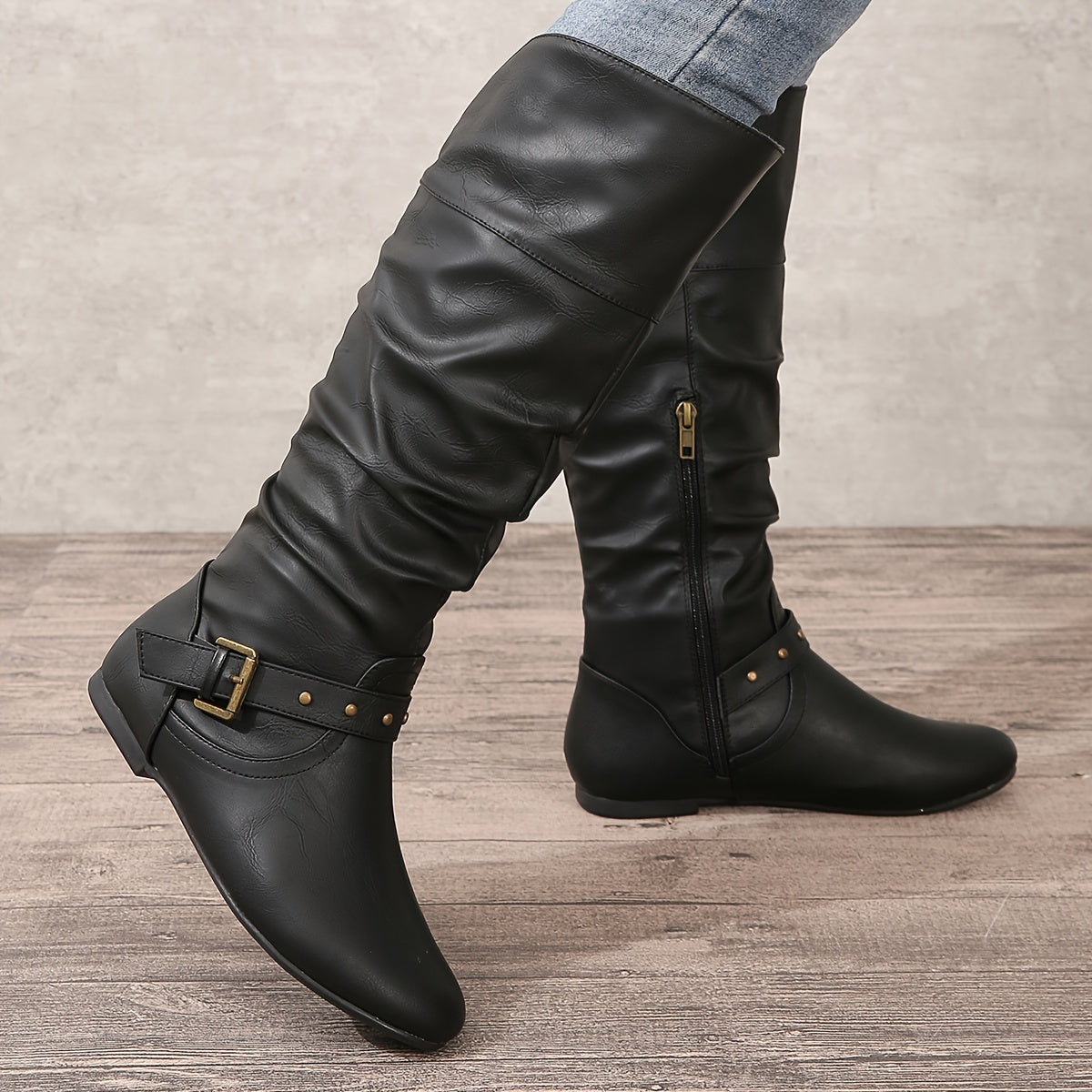 Danica | Damen-Kniehohe Stiefel mit Seitlichem Reißverschluss