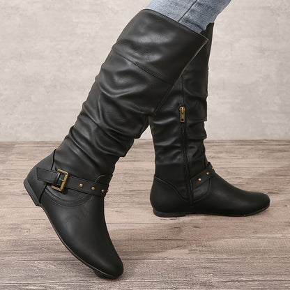Danica | Damen-Kniehohe Stiefel mit Seitlichem Reißverschluss