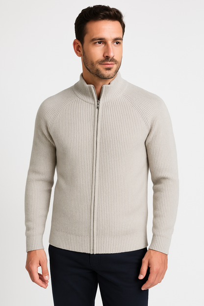 Vier Jahreszeiten Merinowolle Strickjacke mit Reißverschluss