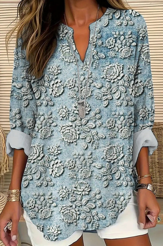 Blauwe schemering Bloei Blouse