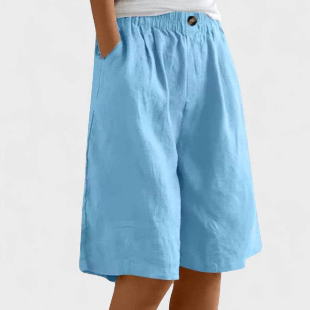 Amanda™ – Moeiteloze Linnenmix Shorts met wijde pijpen