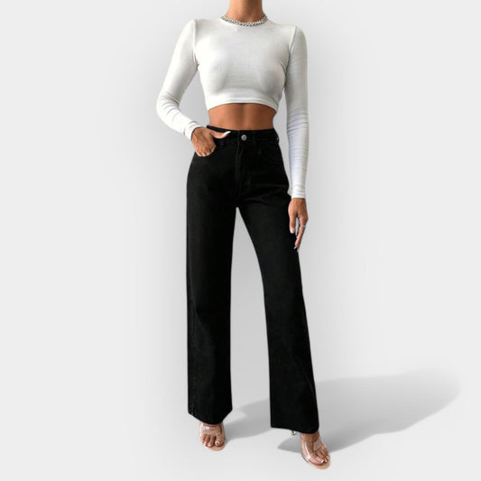 High-Waist Jeans mit weiter Hose