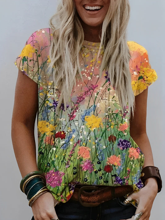 Bloemenkunst Schilderkunst Comfortabel T-shirt