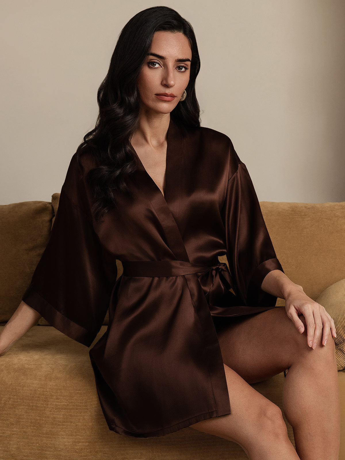 Dames Kimono Kimono Zijden Korte Badjas Glanzend
