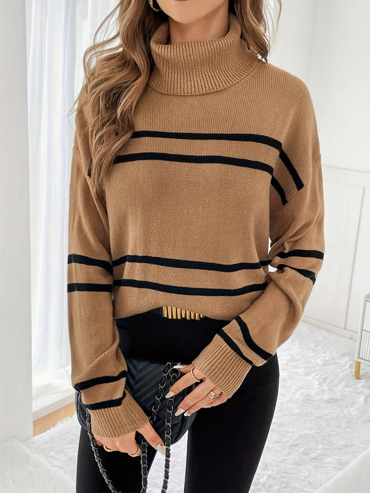Thea | Gestreifter Rollkragenpullover