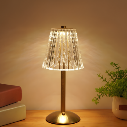 Goldene Kristall-Tischlampe