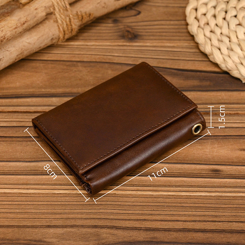 Herren Vintage Dreifach Lässig Echtleder Brieftasche 84024666X