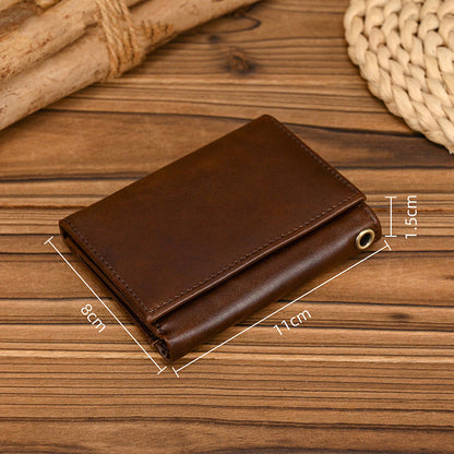 Herren Vintage Dreifach Lässig Echtleder Brieftasche 84024666X