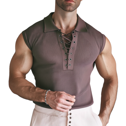 Men's Summer Classic Solid Color V-Neck Knitted Tank Top MTA0710G2U