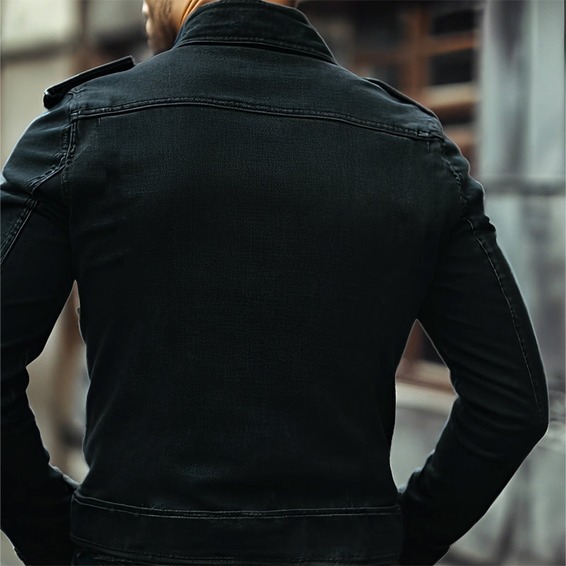 Herren Vintage Jeansjacke mit Stehkragen