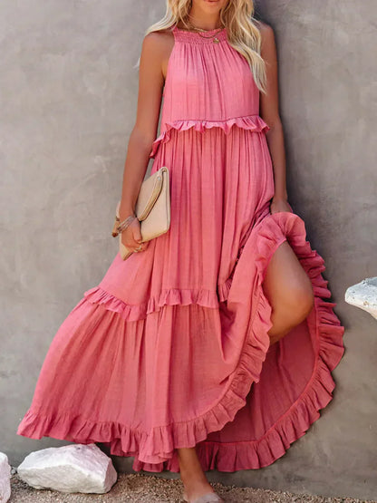 Delilah - Elegante Halterneck Jurk met Ruches