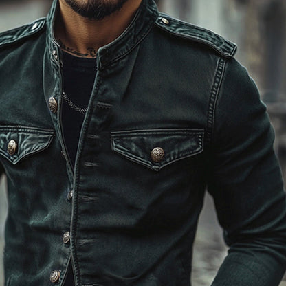 Herren Vintage Jeansjacke mit Stehkragen