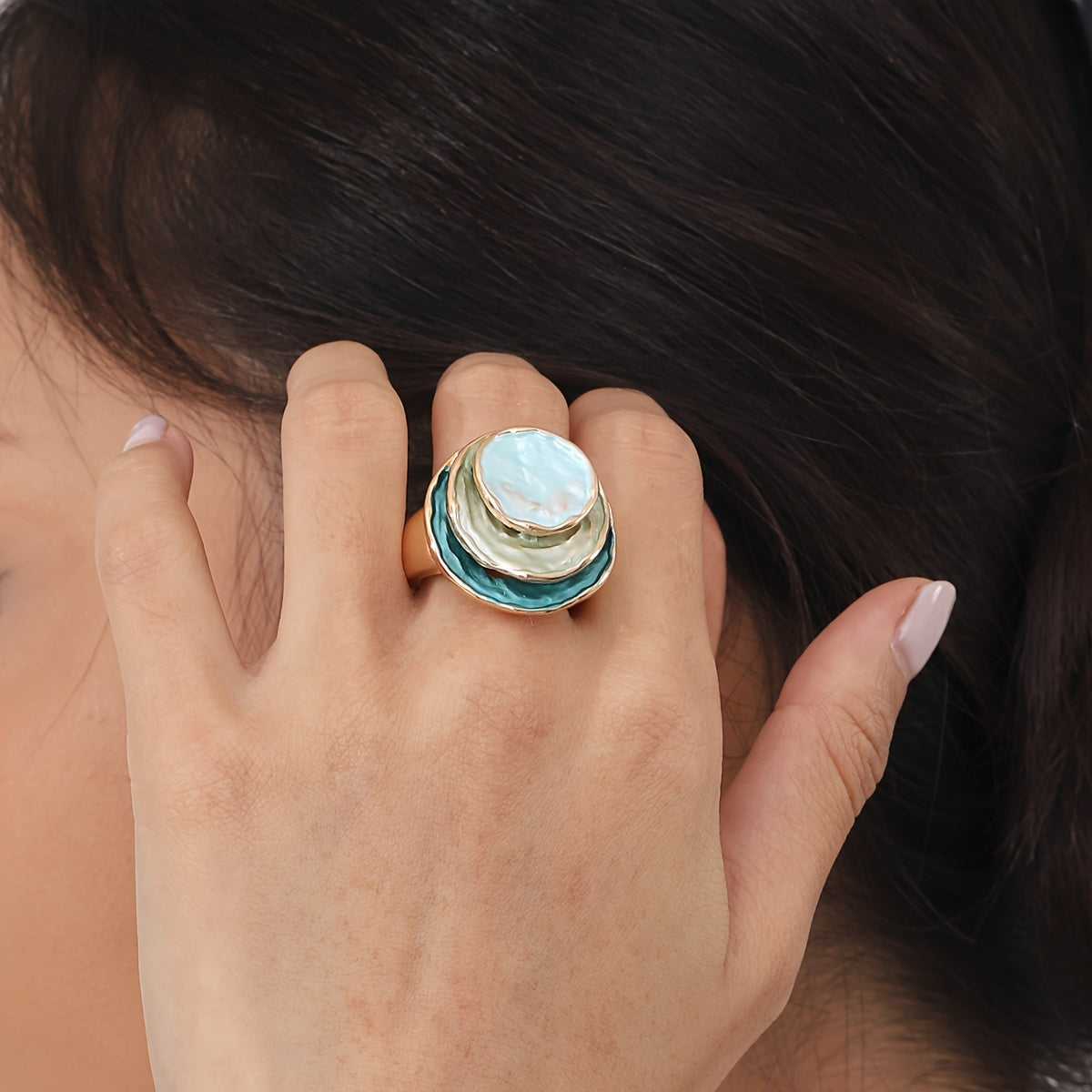 Boho drielaagse emaille ring