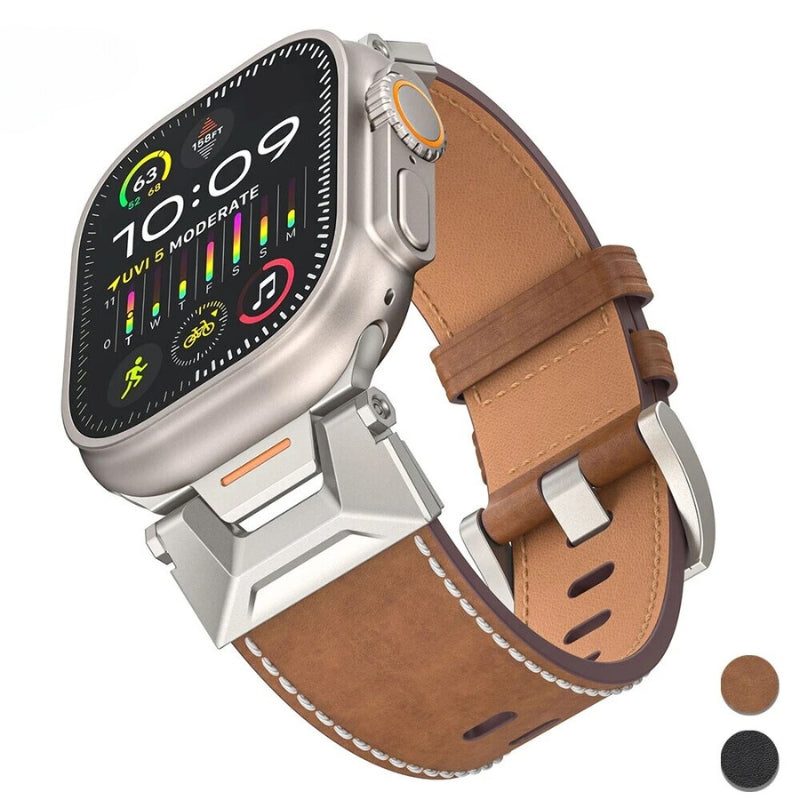 Titanium Echtleer Apple Watch Bandje