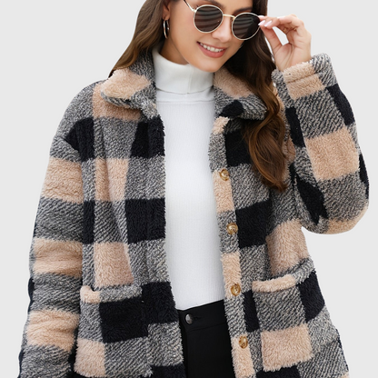 Sophie | Gemütliche karierte Fleecejacke