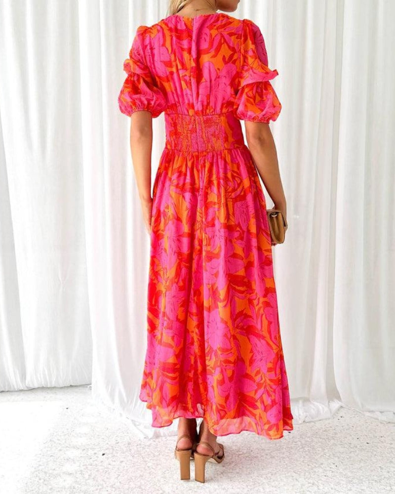 Derana™ - Rot-rosa Maxikleid