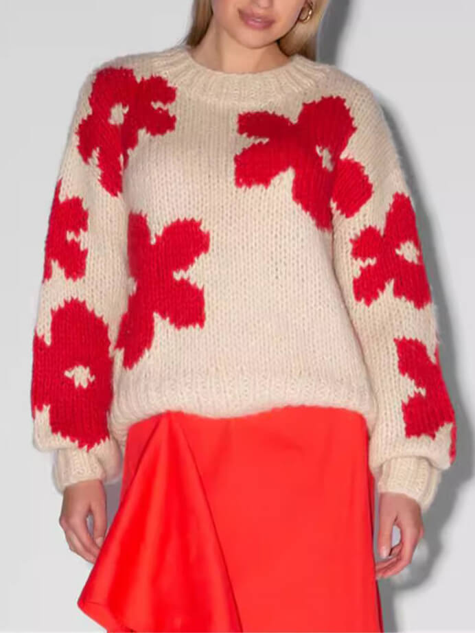 Veelzijdige bloemen sweater met ronde hals