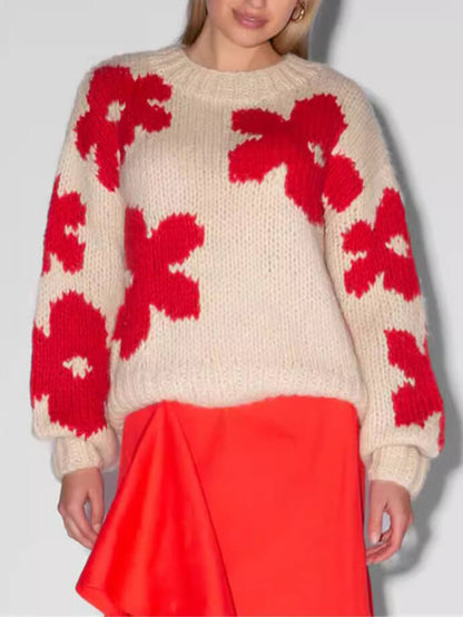 Veelzijdige bloemen sweater met ronde hals