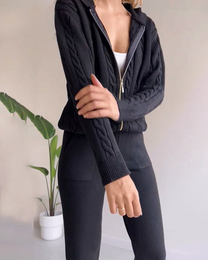 Ania - Casual Twist Jacquard tweedelige set