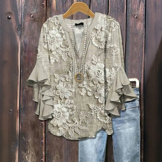 Blouse met vintage bloemenprint