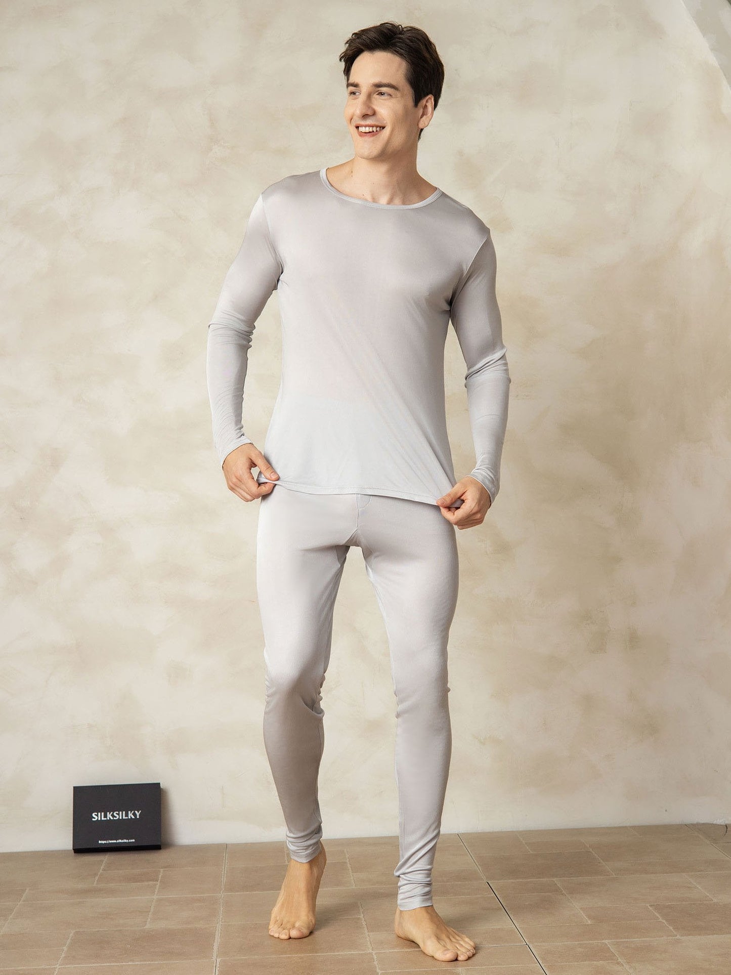Sous-vêtements Longs À Manches Longues En Soie Pour Hommes