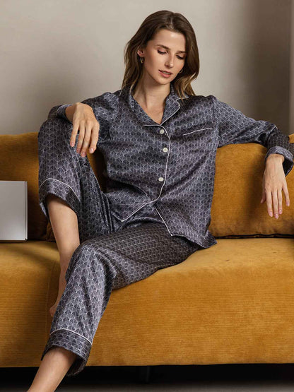 Klassieke Pyjama van Pure Zijde met Biesrand, 2-delig