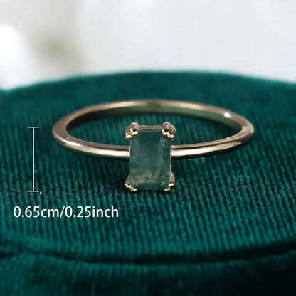 Rowen™ | Natürlicher Moosachat-Ring