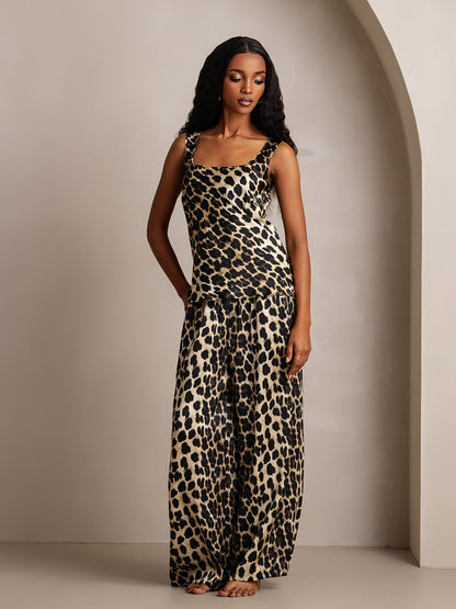 Soie Pure Tanktop En Pyjamabroek Met Wijde Pijpen
