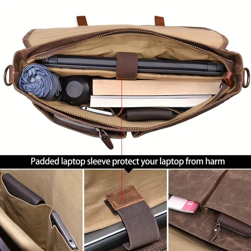 Brett - Waterdichte Messenger Bag van Canvas met Grote Capaciteit voor Heren