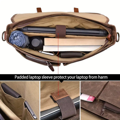 Brett - Waterdichte Messenger Bag van Canvas met Grote Capaciteit voor Heren