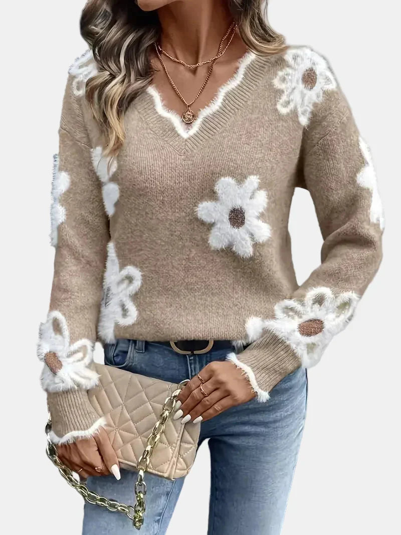 Elara™ | V-hals pullover met bloemenprint