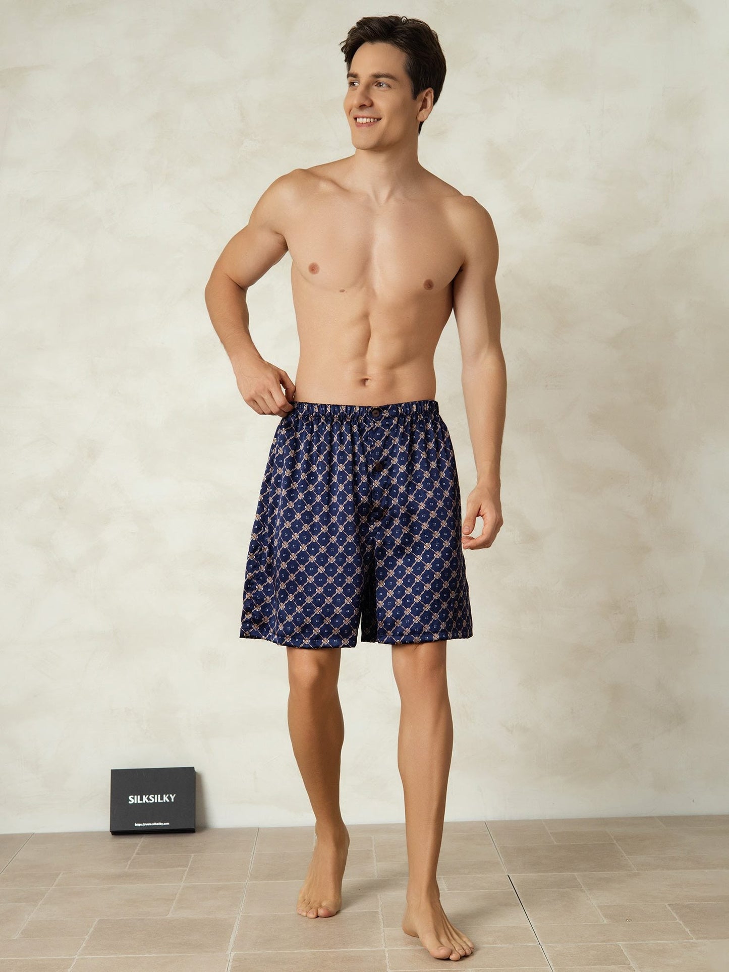 Short En Soie Pure Taille Élastique Shorts De Nuit Pour Hommes