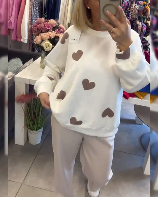 MILU | Katoenmix pullover met harten