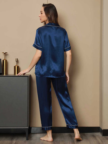 Pyjama à Manches Longues en Soie Pure 2Pcs
