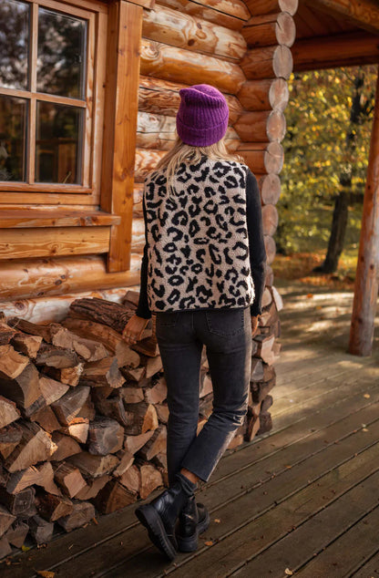 THARAH | Het luipaard gebreide gilet