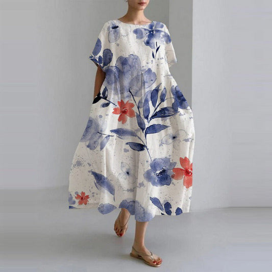 THARAH | Luxe losvallende jurk met ronde hals