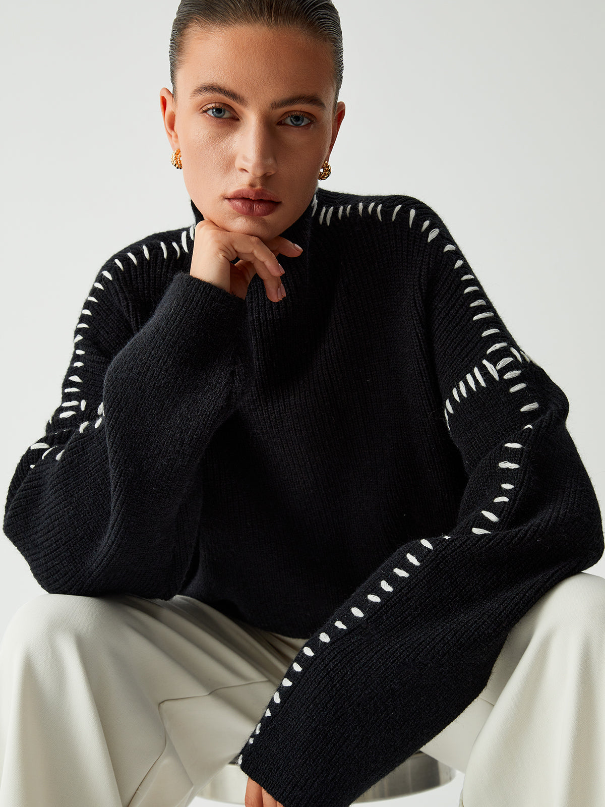 Alma | Oversize coltrui met piqué-details
