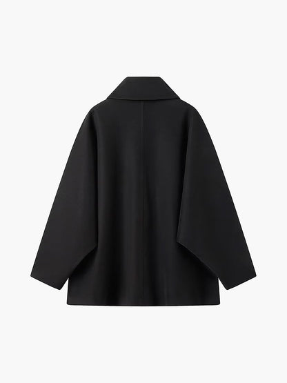 Effen oversized jas met zakken en knopen