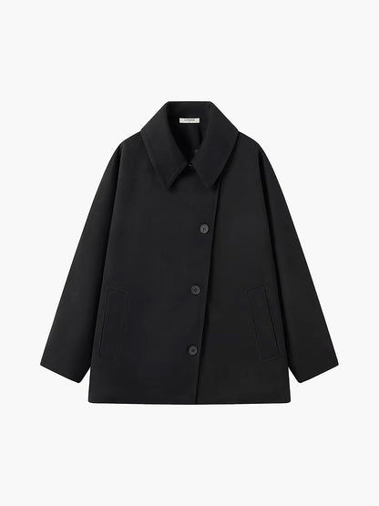 Effen oversized jas met zakken en knopen