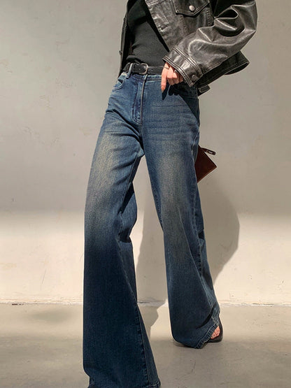 Vintage Low-Rise Gewaschene Jeans mit weitem Bein
