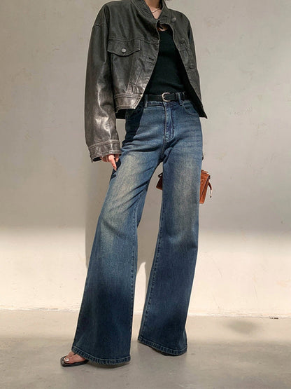 Vintage Low-Rise Gewaschene Jeans mit weitem Bein