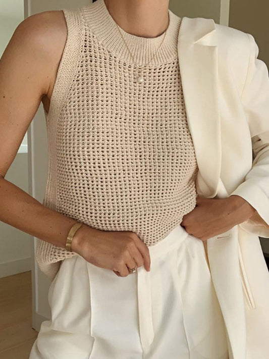 Emma Knit Tank Top™ – Lichtgewicht gebreide top met opengewerkt ontwerp voor moeiteloze stijl