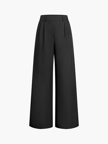 Roze wijde broek met rechte pijpen zonder riem