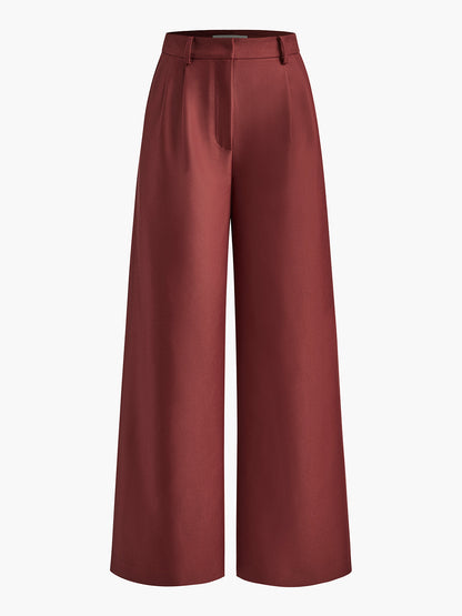 Roze wijde broek met rechte pijpen zonder riem