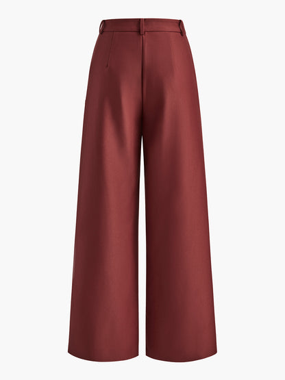 Roze wijde broek met rechte pijpen zonder riem